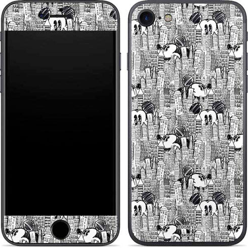 Disney Mickey Mouse Cityscape Sketch iPhone 8 Skin