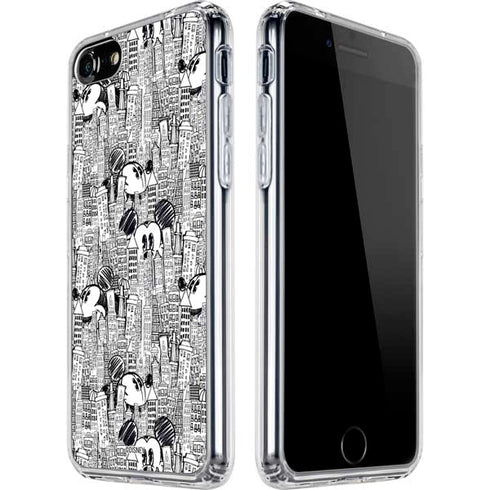 Disney Mickey Mouse Cityscape Sketch iPhone SE (2nd & 3rd Gen) Clear Case