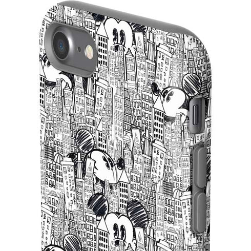 Disney Mickey Mouse Cityscape Sketch iPhone SE (2nd & 3rd Gen) Pro Case
