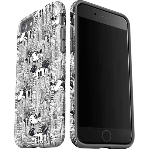 Disney Mickey Mouse Cityscape Sketch iPhone SE (2nd & 3rd Gen) Pro Case