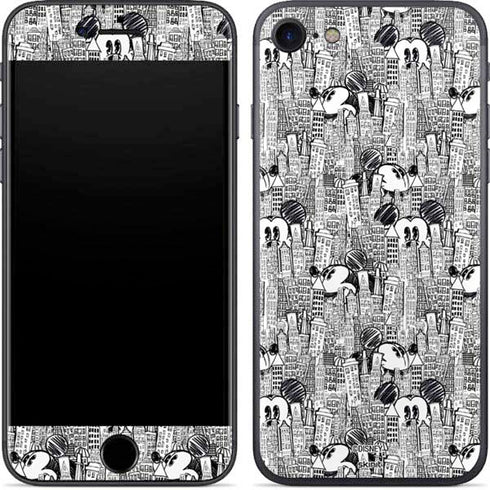 Disney Mickey Mouse Cityscape Sketch iPhone SE (2nd & 3rd Gen) Skin
