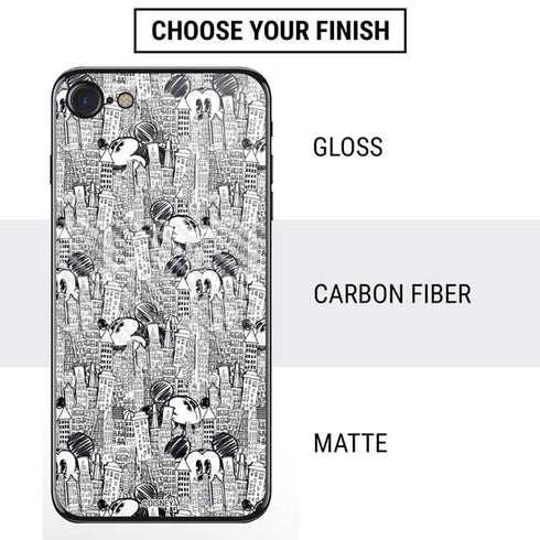 Disney Mickey Mouse Cityscape Sketch iPhone SE (2nd & 3rd Gen) Skin