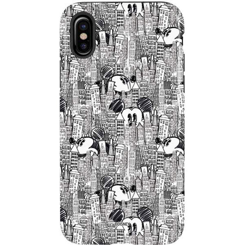 Disney Mickey Mouse Cityscape Sketch iPhone X Pro Case