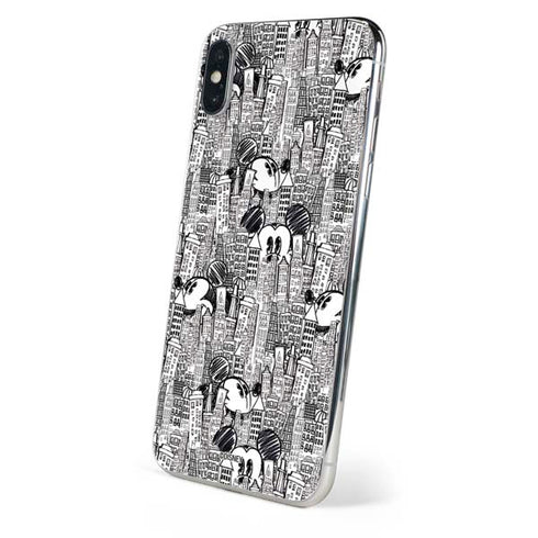 Disney Mickey Mouse Cityscape Sketch iPhone X Skin