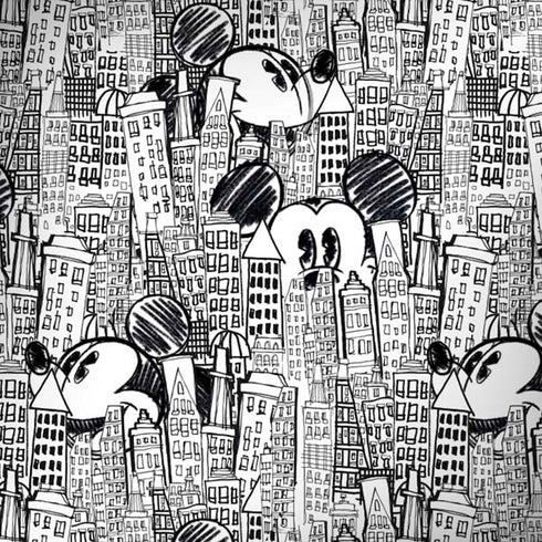 Disney Mickey Mouse Cityscape Sketch iPhone X Skin