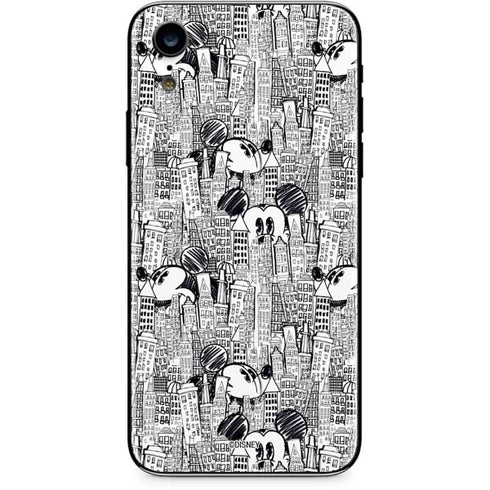 Disney Mickey Mouse Cityscape Sketch iPhone XR Skin
