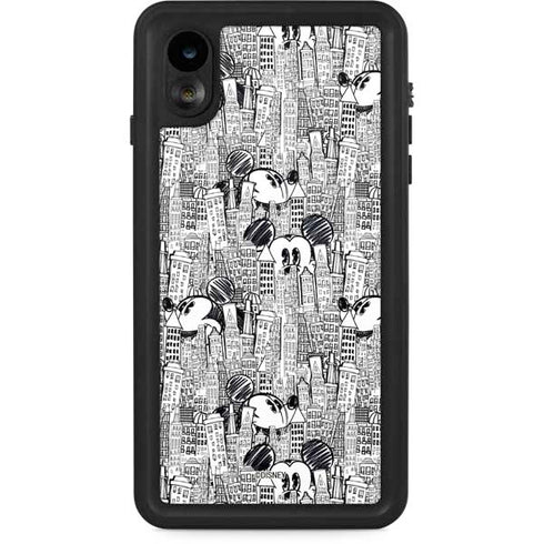 Disney Mickey Mouse Cityscape Sketch iPhone XR Waterproof Case
