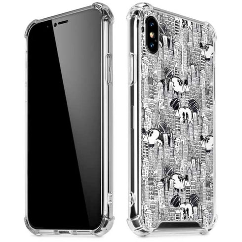 Disney Mickey Mouse Cityscape Sketch iPhone XS Max Clear Case