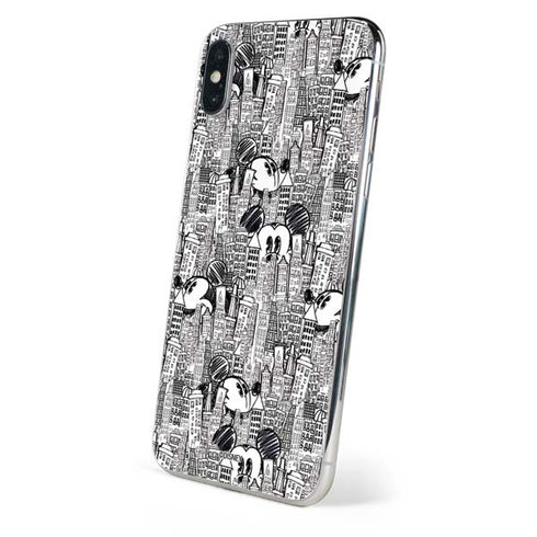Disney Mickey Mouse Cityscape Sketch iPhone XS Skin