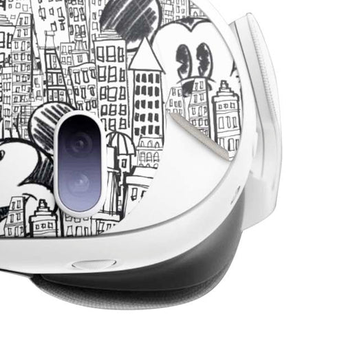 Disney Mickey Mouse Cityscape Sketch Meta Quest 3 Skin