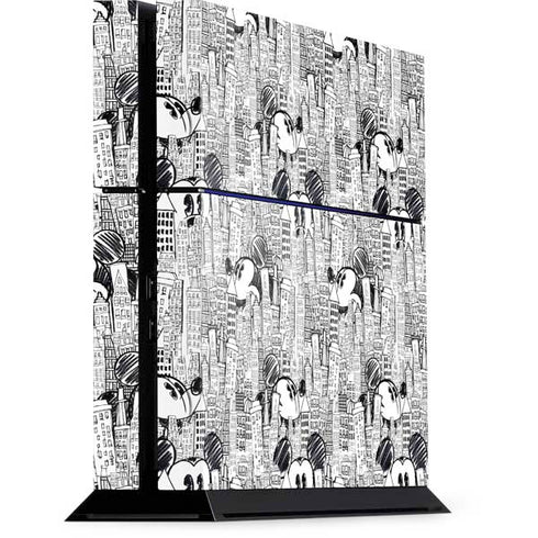 Disney Mickey Mouse Cityscape Sketch PS4 Console Skin