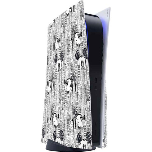 Disney Mickey Mouse Cityscape Sketch PS5 Console Skin