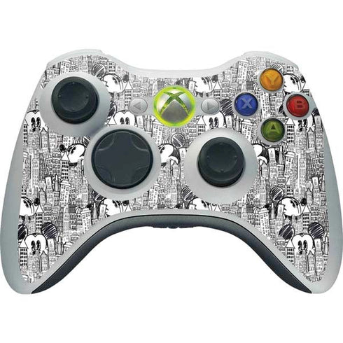 Disney Mickey Mouse Cityscape Sketch Xbox 360 Wireless Controller Skin