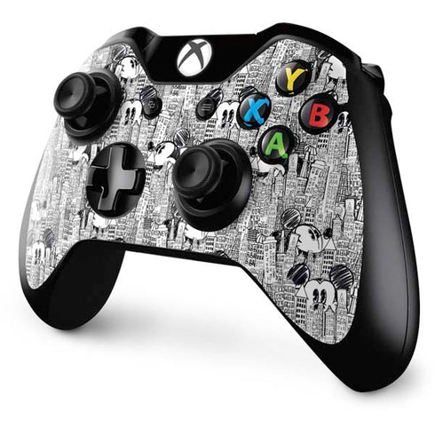 Disney Mickey Mouse Cityscape Sketch Xbox One Controller Skin
