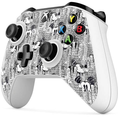 Disney Mickey Mouse Cityscape Sketch Xbox One S Controller Skin