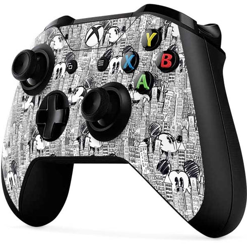 Disney Mickey Mouse Cityscape Sketch Xbox One X Controller Skin