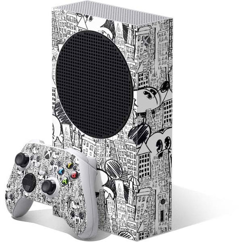 Disney Mickey Mouse Cityscape Sketch Xbox Series S Skins