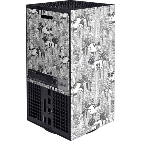 Disney Mickey Mouse Cityscape Sketch Xbox Series X Console Skin