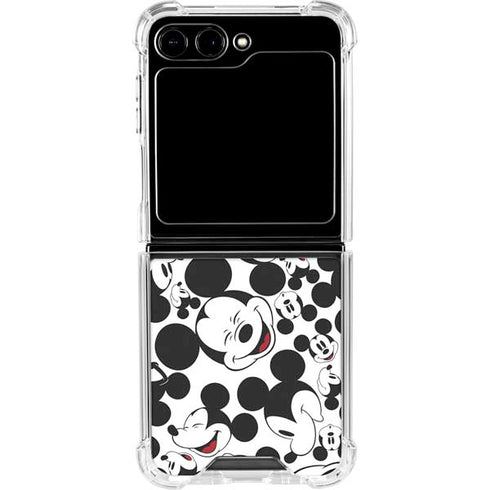 Disney Mickey Mouse Face Pattern Galaxy Z Flip5 5G Clear Case