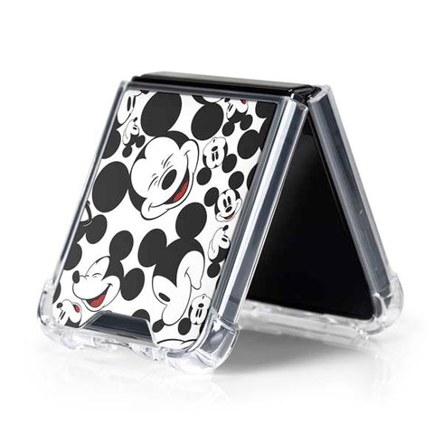 Disney Mickey Mouse Face Pattern Galaxy Z Flip5 5G Clear Case