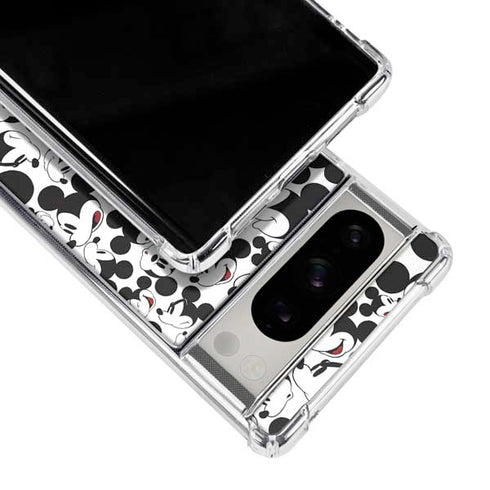 Disney Mickey Mouse Face Pattern Google Pixel 8 Pro Clear Case