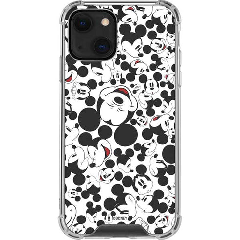 Disney Mickey Mouse Face Pattern iPhone 15 Plus Clear Case