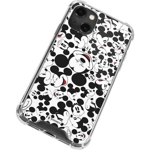 Disney Mickey Mouse Face Pattern iPhone 15 Plus Clear Case
