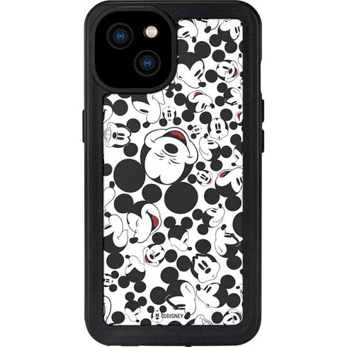 Disney Mickey Mouse Face Pattern iPhone 15 Plus Waterproof Case