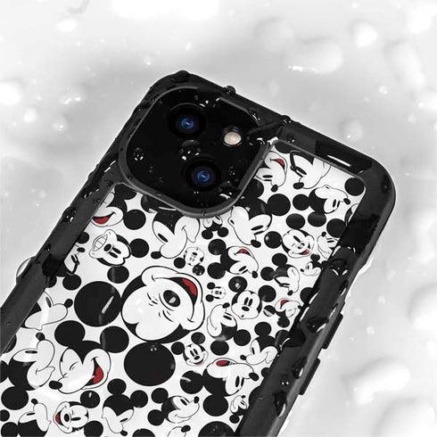 Disney Mickey Mouse Face Pattern iPhone 15 Plus Waterproof Case