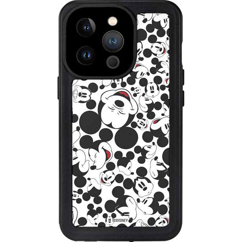 Disney Mickey Mouse Face Pattern iPhone 15 Pro Waterproof Case