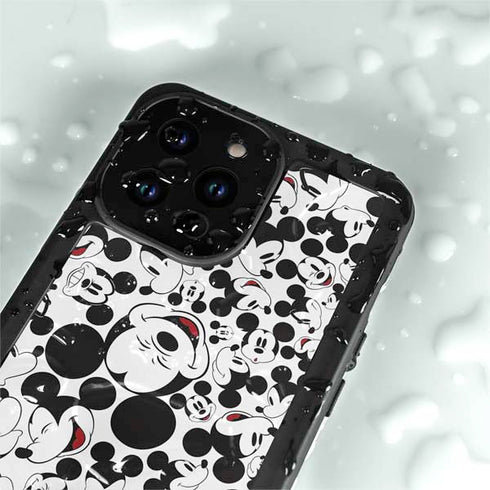 Disney Mickey Mouse Face Pattern iPhone 15 Pro Waterproof Case