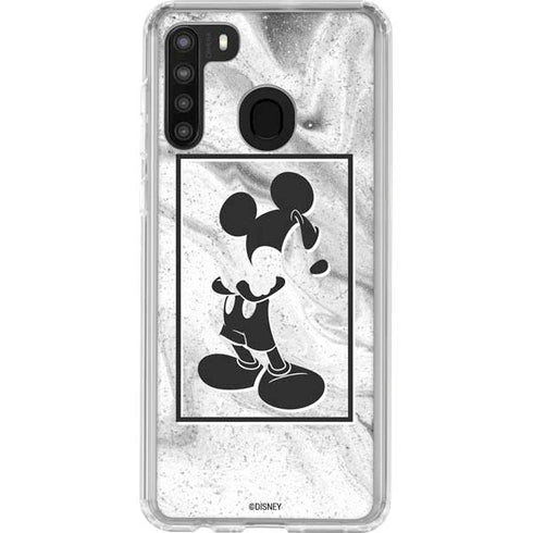 Disney Mickey Mouse Shape on Marble Galaxy A21 Clear Case