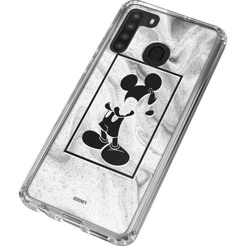 Disney Mickey Mouse Shape on Marble Galaxy A21 Clear Case