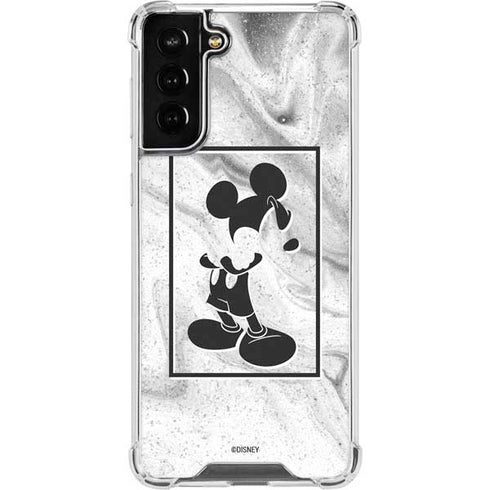 Disney Mickey Mouse Shape on Marble Galaxy S22 Plus Clear Case