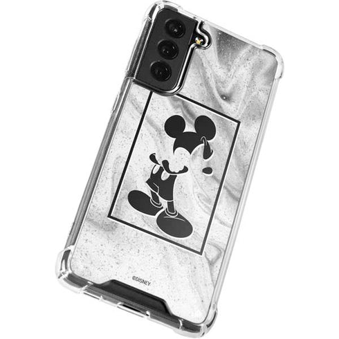 Disney Mickey Mouse Shape on Marble Galaxy S22 Plus Clear Case
