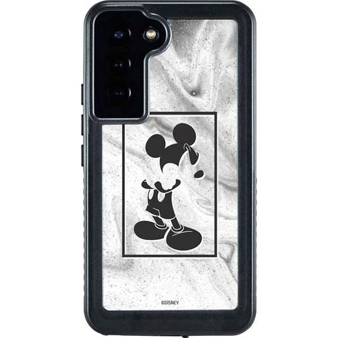 Disney Mickey Mouse Shape on Marble Galaxy S23 Plus Waterproof Case