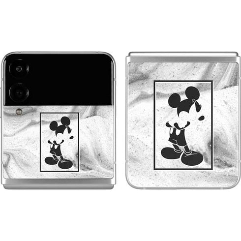 Disney Mickey Mouse Shape on Marble Galaxy Z Flip4 5G Skin