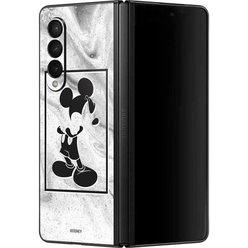 Disney Mickey Mouse Shape on Marble Galaxy Z Fold3 5G Skin
