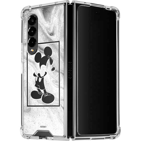 Disney Mickey Mouse Shape on Marble Galaxy Z Fold4 5G Clear Case