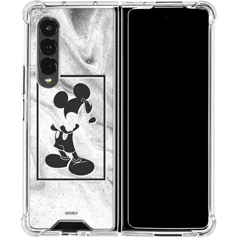 Disney Mickey Mouse Shape on Marble Galaxy Z Fold4 5G Clear Case