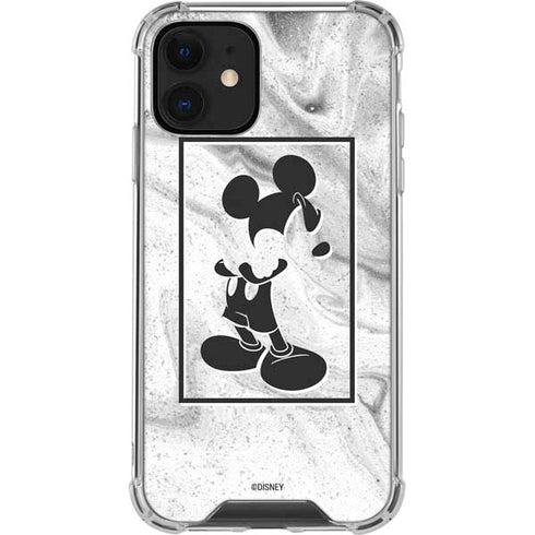 Disney Mickey Mouse Shape on Marble iPhone 12 Clear Case