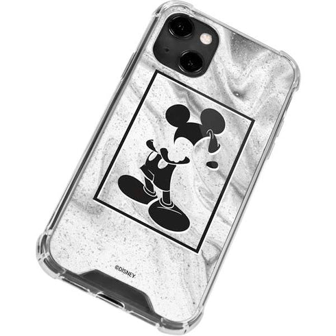 Disney Mickey Mouse Shape on Marble iPhone 14 Clear Case
