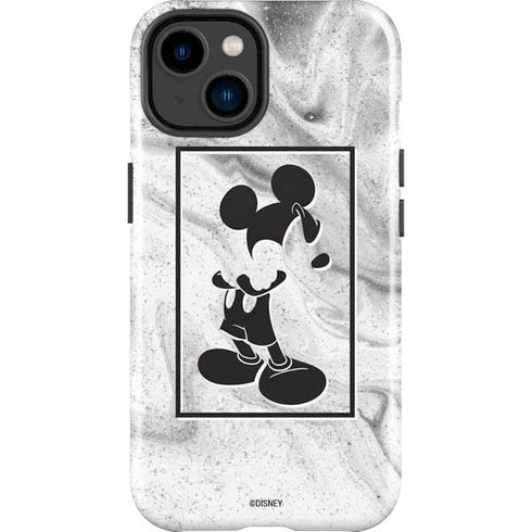 Disney Mickey Mouse Shape on Marble iPhone 15 Plus Impact Case
