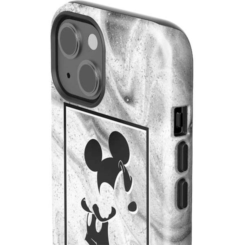 Disney Mickey Mouse Shape on Marble iPhone 15 Plus Impact Case