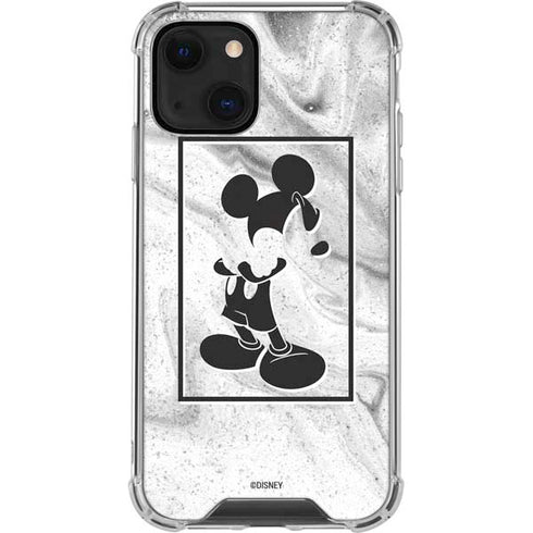 Disney Mickey Mouse Shape on Marble iPhone 14 Plus Clear Case