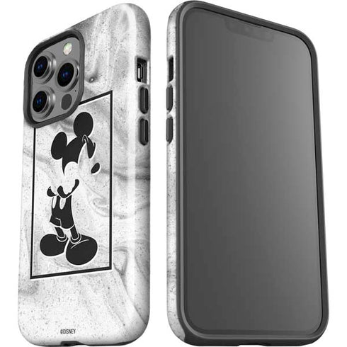 Disney Mickey Mouse Shape on Marble iPhone 14 Pro Impact Case