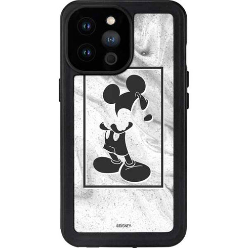 Disney Mickey Mouse Shape on Marble iPhone 14 Pro Max Waterproof Case
