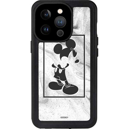 Disney Mickey Mouse Shape on Marble iPhone 14 Pro Waterproof Case
