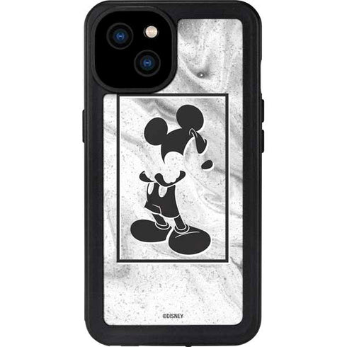 Disney Mickey Mouse Shape on Marble iPhone 15 Plus Waterproof Case