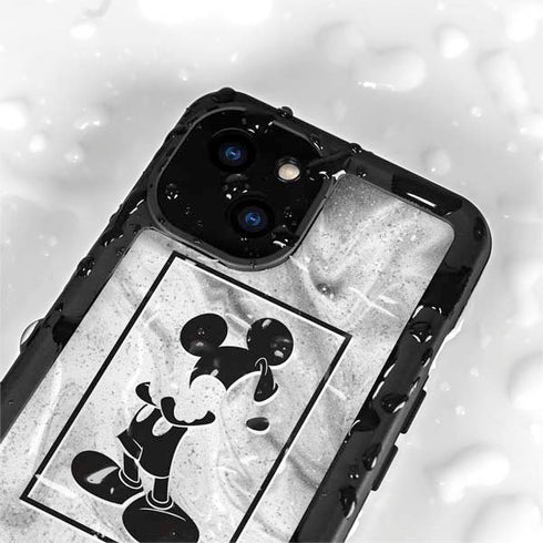 Disney Mickey Mouse Shape on Marble iPhone 15 Plus Waterproof Case